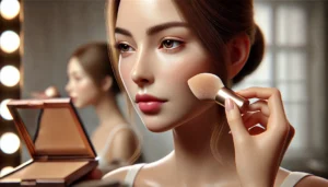 ベースメイクアップをしている画像