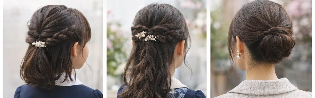 小学生の卒業式に合う清楚なヘアアレンジ（長さ別イメージ）