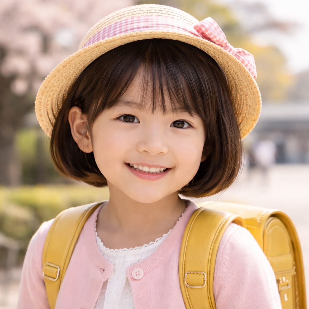 入園式の髪型ショートボブの幼稚園児 女の子ヘアスタイル例