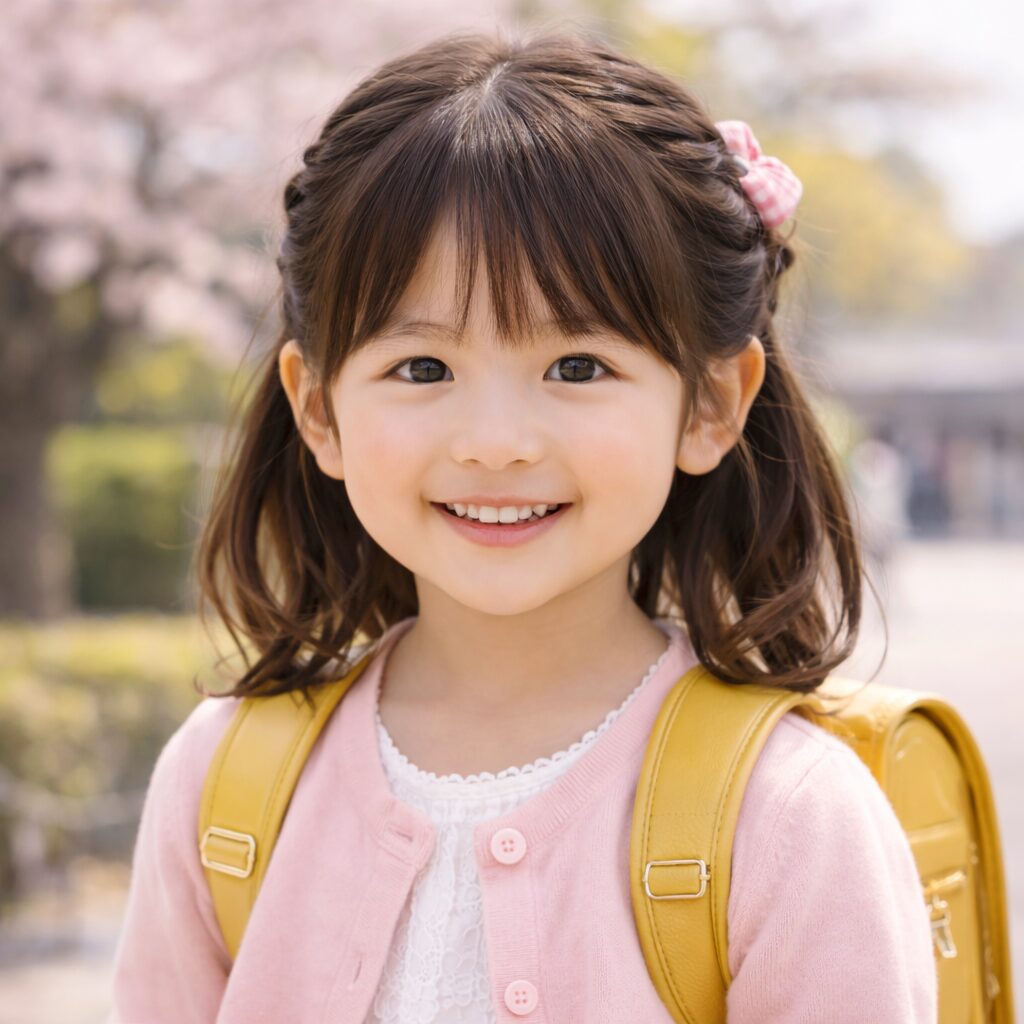 入園式の髪型ミディアム ハーフアップの幼稚園児ヘアアレンジ